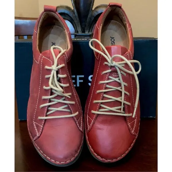 JOSEF SEIBEL - NWTIB -L Sz 6-6.5 (37) &quot;Fergey&quot; Leather Lace-Up Sneakers/Hibiscus