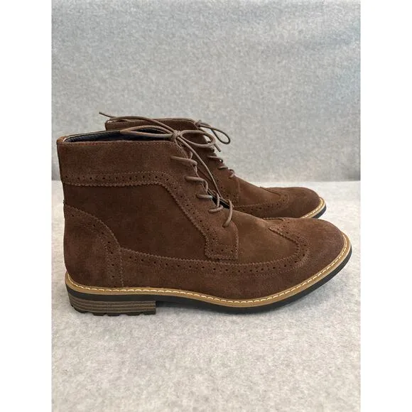 Joseph Abboud Lewis Mens Size 12 Brown Leather Suede Wingtip Lace Up Ankle Boots