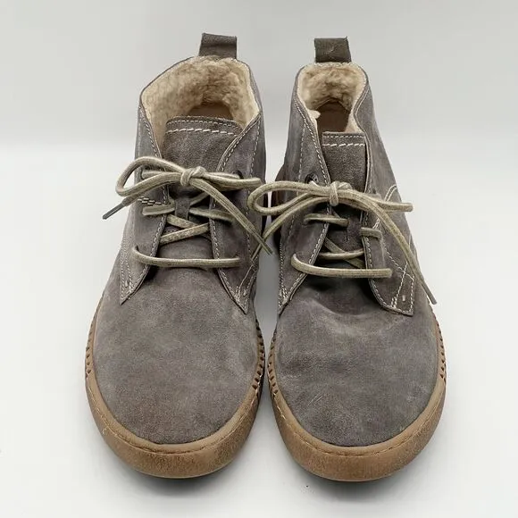 Joseph Seibel Maren 02 Taupe Suede Sherpa Lined Lace Up Chukka Boots Women’s 39