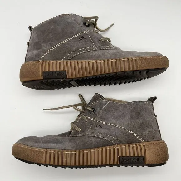 Joseph Seibel Maren 02 Taupe Suede Sherpa Lined Lace Up Chukka Boots Women’s 39