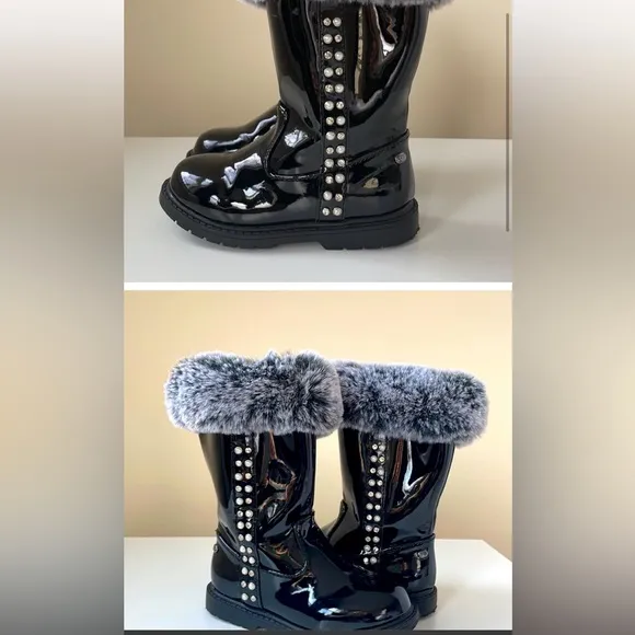 Joules Pink Size 9 Toddler &amp; Naturino Black w/faux fur Size 9 (2 Set Boots)
