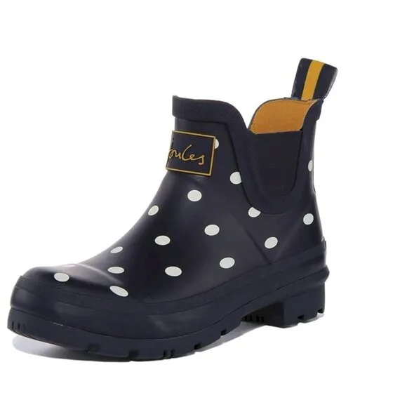 Joules Women's Wellibob Navy White Dots Rain Boot Kids Size 5 New in Box