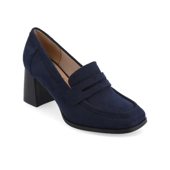 Journee Collection Navy Block Heel Loafers