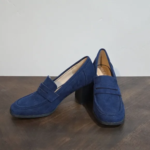Journee Collection Navy Block Heel Loafers