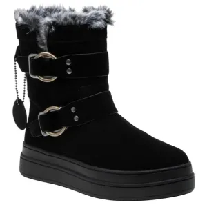 J/SLIDES NYC NELLY WATER RESISTANT FAUX FUR BLACK SUEDE WINTER BOOTS🆕