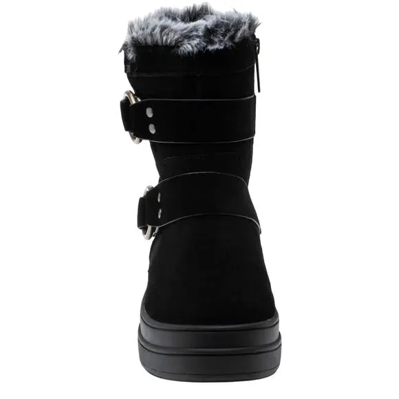 J/SLIDES NYC NELLY WATER RESISTANT FAUX FUR BLACK SUEDE WINTER BOOTS🆕
