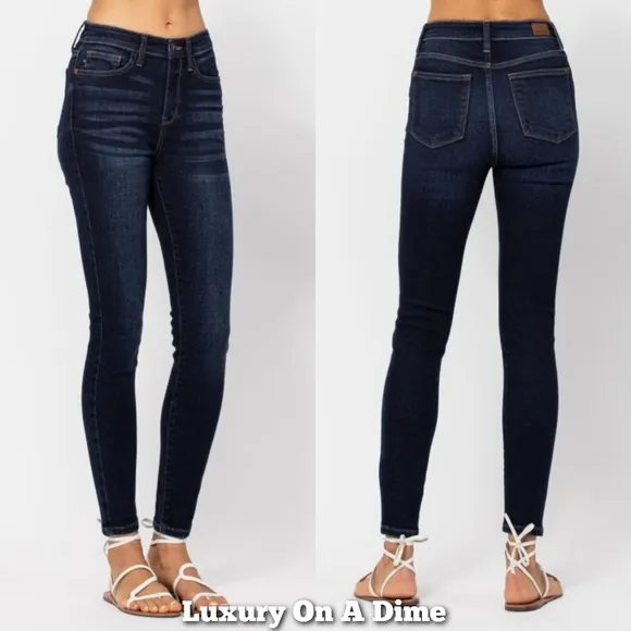 Judy Blue Skinny High-Rise Waist Denim Handsand Stretchy Jeans Slim Ankle Pants