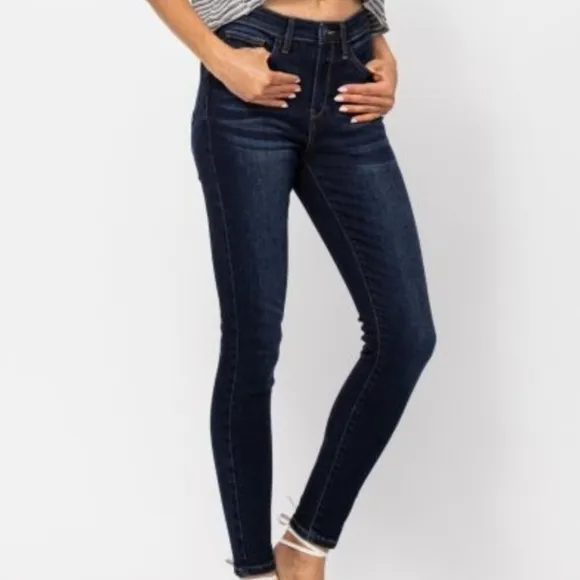 Judy Blue Skinny High-Rise Waist Denim Handsand Stretchy Jeans Slim Ankle Pants