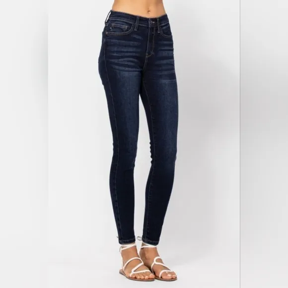 Judy Blue Skinny High-Rise Waist Denim Handsand Stretchy Jeans Slim Ankle Pants