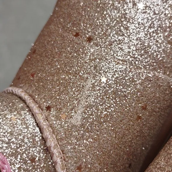 Juicy Couture Girls Size 10 Lil Yorba Linda Faux Fur Metallic Star Glitter Boots