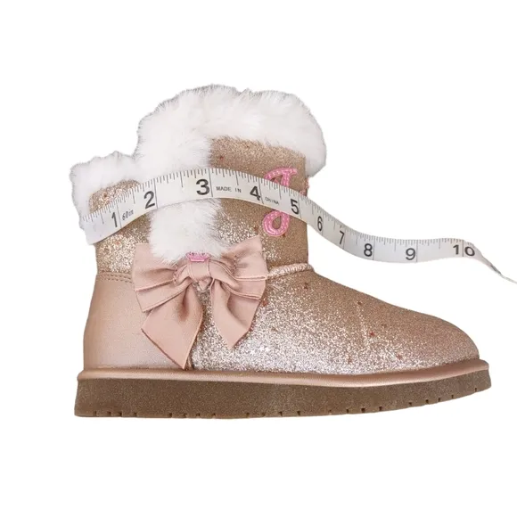 Juicy Couture Girls Size 10 Lil Yorba Linda Faux Fur Metallic Star Glitter Boots