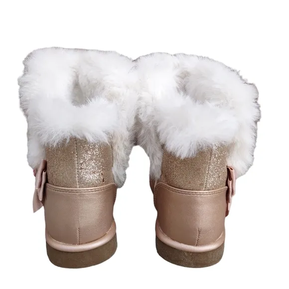 Juicy Couture Girls Size 10 Lil Yorba Linda Faux Fur Metallic Star Glitter Boots