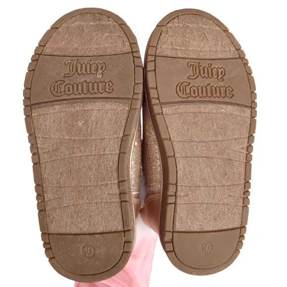 Juicy Couture Girls Size 10 Lil Yorba Linda Faux Fur Metallic Star Glitter Boots