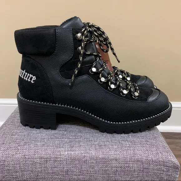 Juicy Couture Indulgence Hiker Black Boots Size 9.5