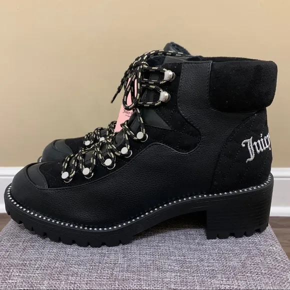 Juicy Couture Indulgence Hiker Black Boots Size 9.5