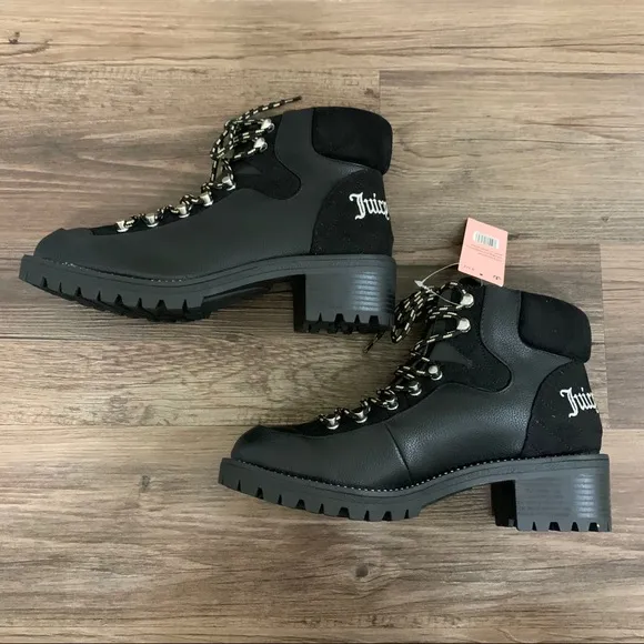 Juicy Couture Indulgence Hiker Black Boots Size 9.5