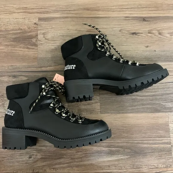 Juicy Couture Indulgence Hiker Black Boots Size 9.5
