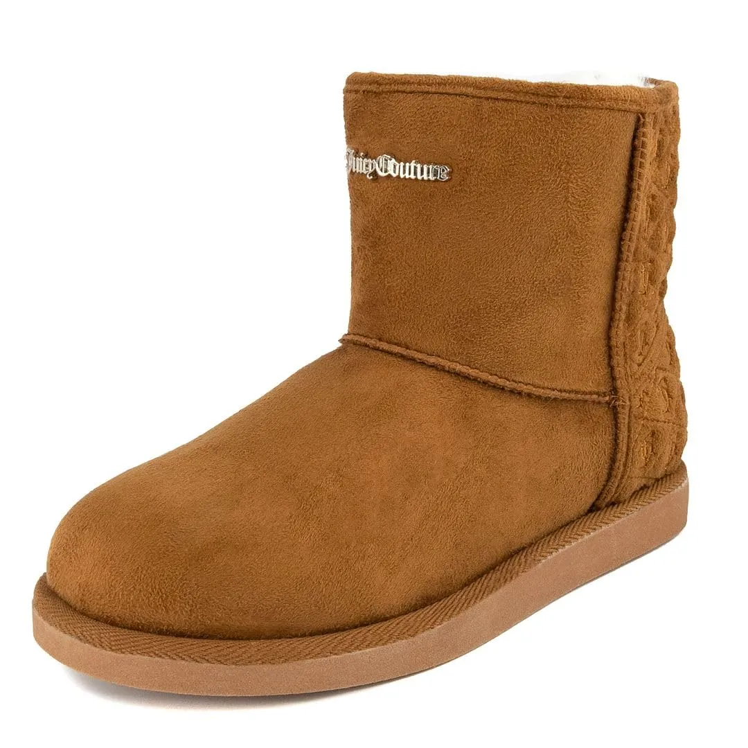 Juicy Couture Women's Slip On Winter Snow Boots Warm & Insulated Fur Lining Comfortable Fashion Booties-Kave-cognac-8