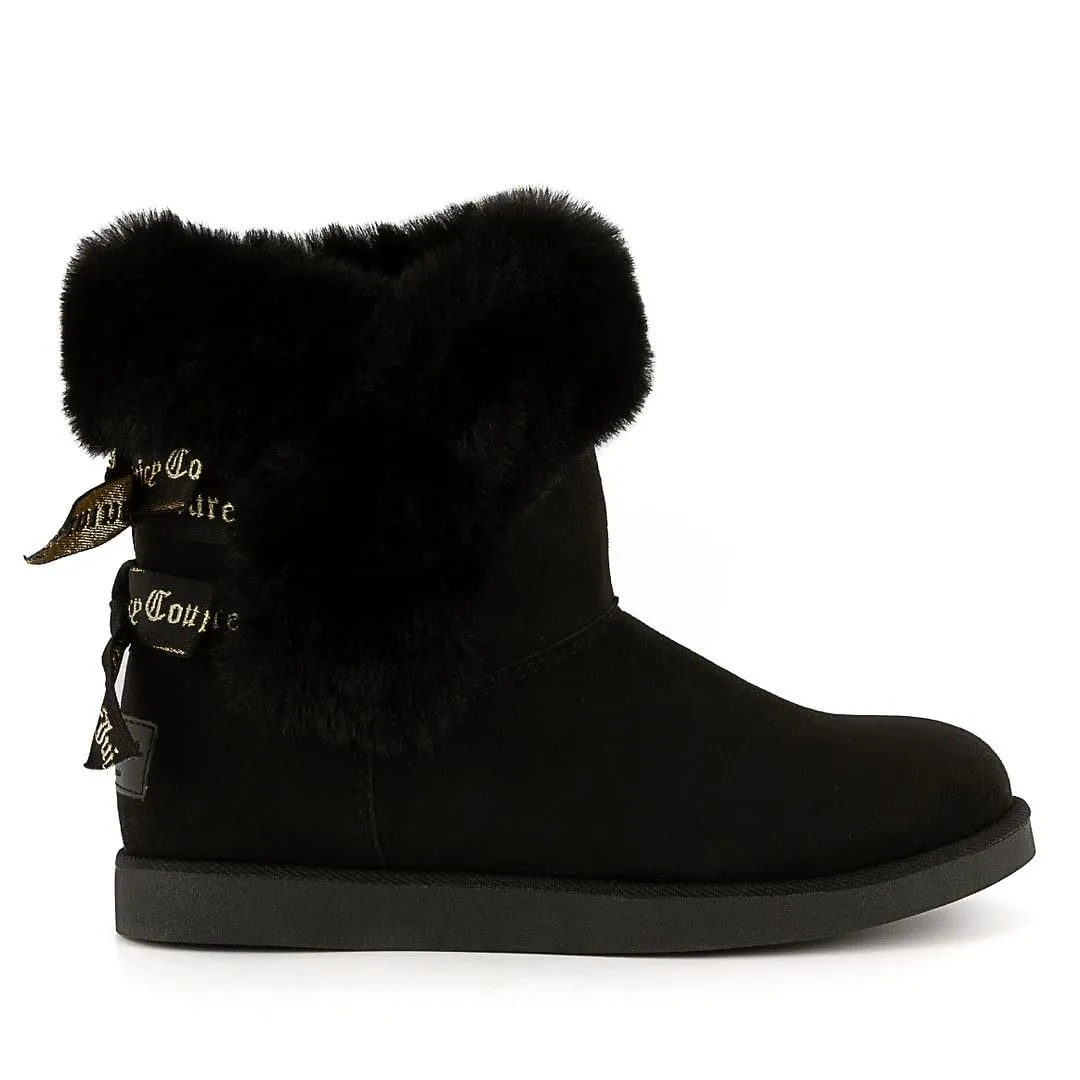 Juicy Couture Women's Slip On Winter Snow Boots Warm & Insulated Fur Lining Comfortable Fashion Booties-King 2-Black Micro-9