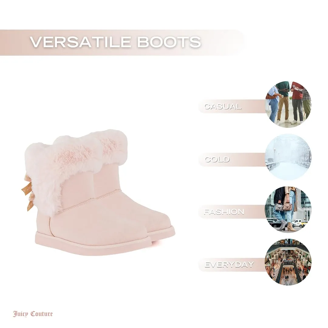 Juicy Couture Women's Slip On Winter Snow Boots Warm & Insulated Fur Lining Comfortable Fashion Booties-King 2-Blush Micro-11