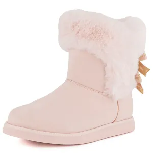 Juicy Couture Women's Slip On Winter Snow Boots Warm & Insulated Fur Lining Comfortable Fashion Booties-King 2-Blush Micro-11