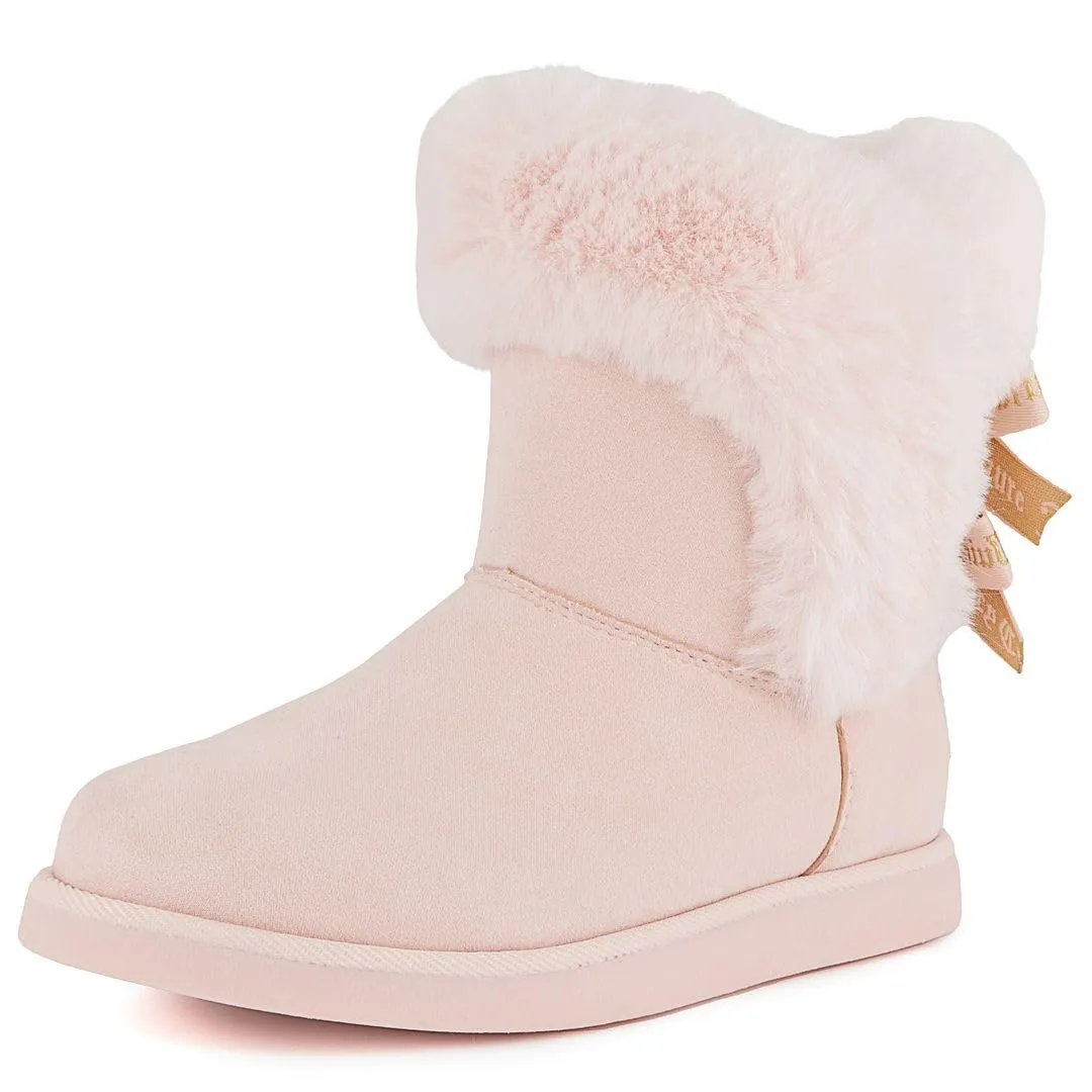 Juicy Couture Women's Slip On Winter Snow Boots Warm & Insulated Fur Lining Comfortable Fashion Booties-King 2-Blush Micro-11