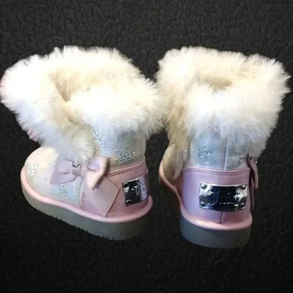 Juicy Couture Y2k Pink Lil Southgate Rhinestones Fur Boots Toddler's 5