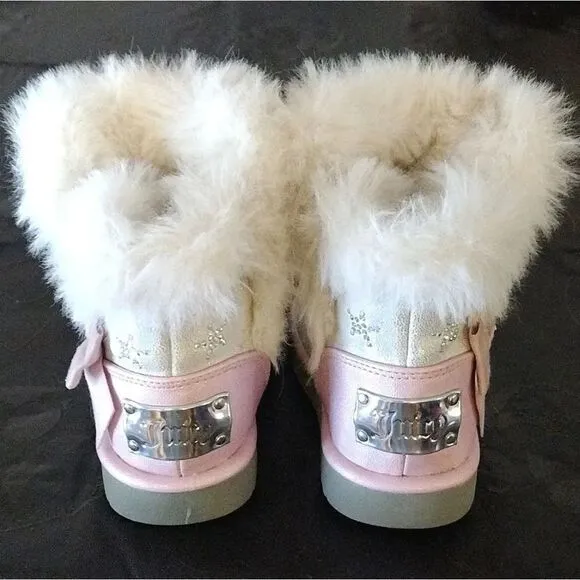 Juicy Couture Y2k Pink Lil Southgate Rhinestones Fur Boots Toddler's 5