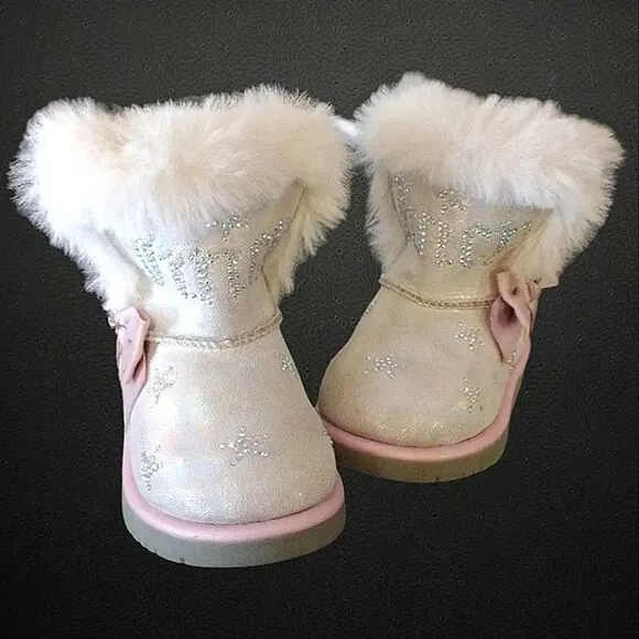 Juicy Couture Y2k Pink Lil Southgate Rhinestones Fur Boots Toddler's 5