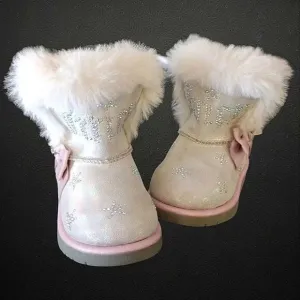 Juicy Couture Y2k Pink Lil Southgate Rhinestones Fur Boots Toddler's 5
