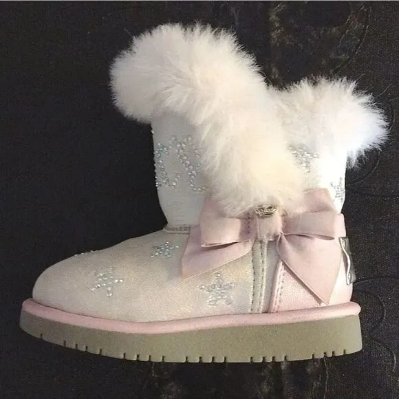 Juicy Couture Y2k Pink Lil Southgate Rhinestones Fur Boots Toddler's 5