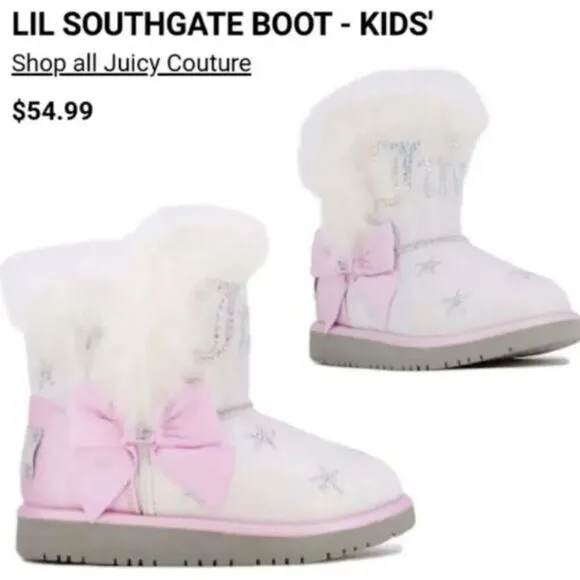 Juicy Couture Y2k Pink Lil Southgate Rhinestones Fur Boots Toddler's 5