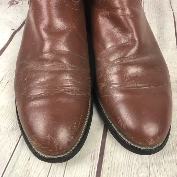 Justin Classic Roper Brown Leather Boot  Men's US 10