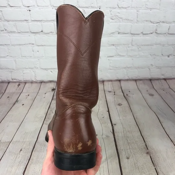 Justin Classic Roper Brown Leather Boot  Men's US 10