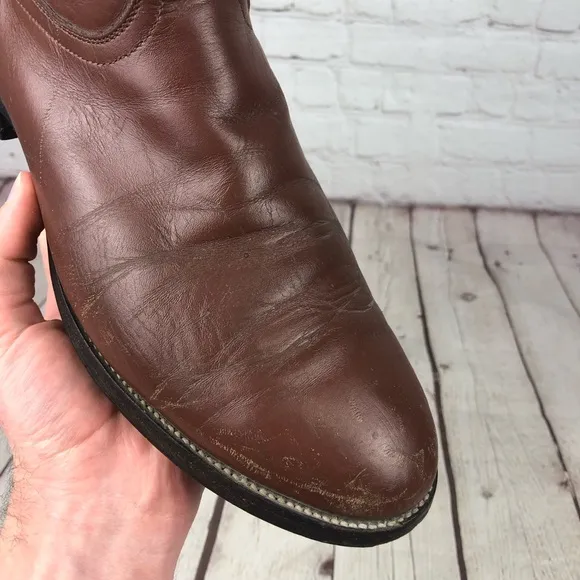 Justin Classic Roper Brown Leather Boot  Men's US 10