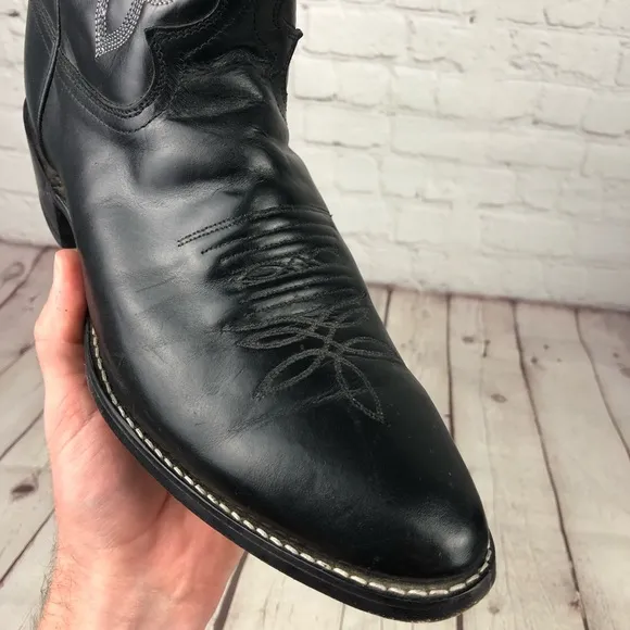 Justin Classic Western Black London Calf Foot Leather Boots Men's US 11D