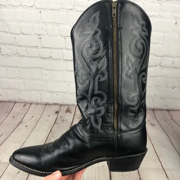 Justin Classic Western Black London Calf Foot Leather Boots Men's US 11D