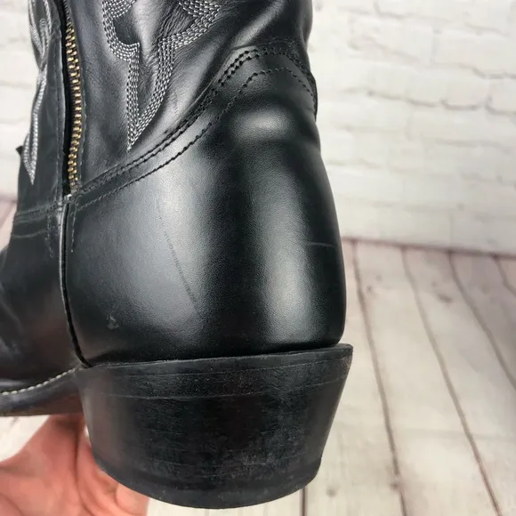 Justin Classic Western Black London Calf Foot Leather Boots Men's US 11D