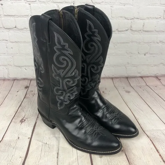 Justin Classic Western Black London Calf Foot Leather Boots Men's US 11D