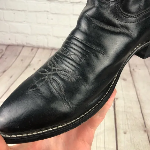 Justin Classic Western Black London Calf Foot Leather Boots Men's US 11D