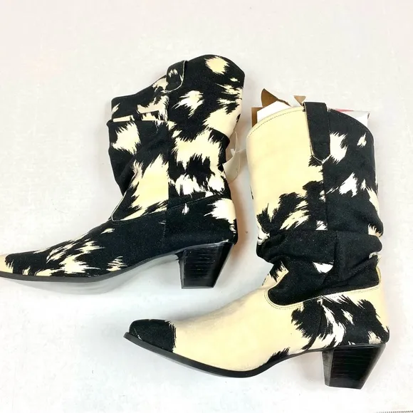 Justin’s Cow Print Suede Cowboy Boots