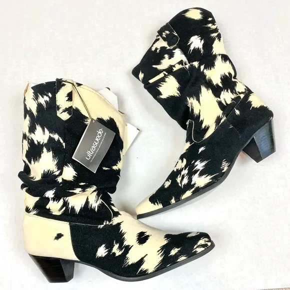 Justin’s Cow Print Suede Cowboy Boots