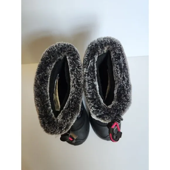 Kamik Mini T Snow Boots Toddler Girls 8 Black Pink Waterproof NEW
