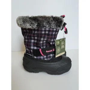 Kamik Mini T Snow Boots Toddler Girls 8 Black Pink Waterproof NEW