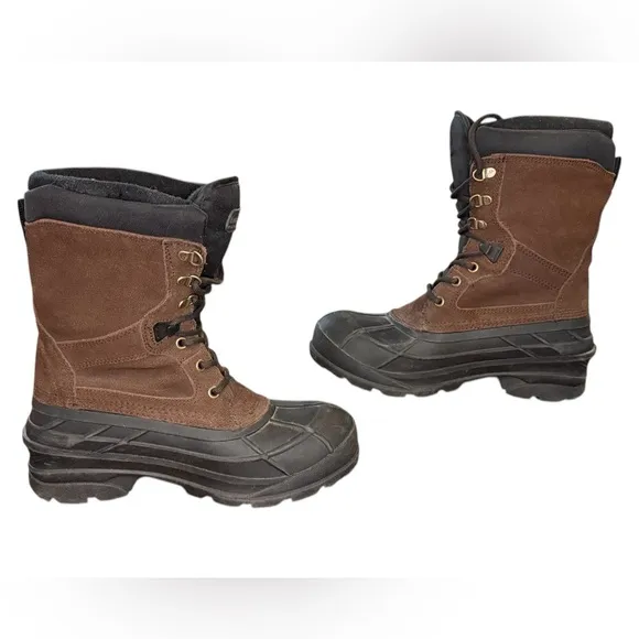 Kamik Nation Wide Brown and Black Rain &amp; Snow Boots with Waterproof Design Sz 9