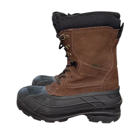 Kamik Nation Wide Brown and Black Rain &amp; Snow Boots with Waterproof Design Sz 9