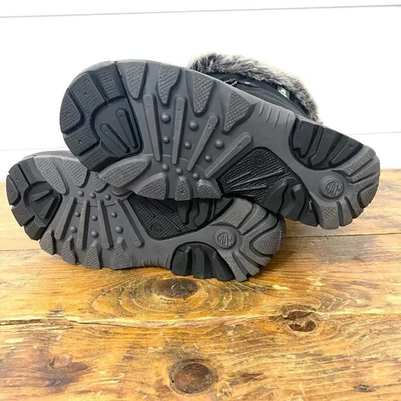 Kamik Powdery 3 Black Faux Fur Trimmed Winter Snow Boots, Size Big Kids Size 5