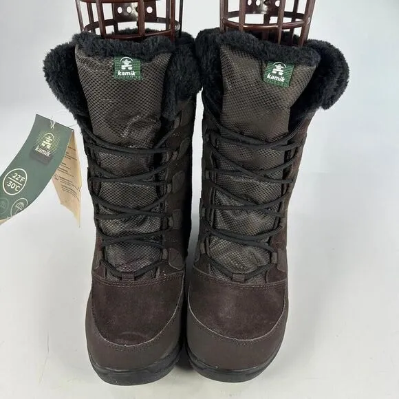 Kamik Women's Icelyns Boot US 7 Dark Brown Suede Winter Waterproof Boots NWT