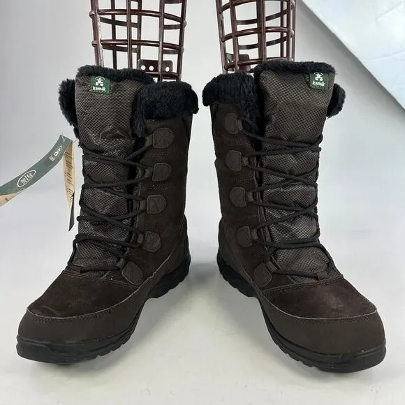 Kamik Women's Icelyns Boot US 7 Dark Brown Suede Winter Waterproof Boots NWT