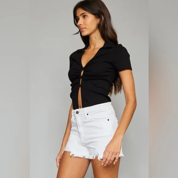 Kancan Full Size High Rise Frayed Hem Denim Shorts